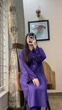 Embroidered 2pc purple khaddar suit