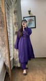 Embroidered 2pc purple khaddar suit